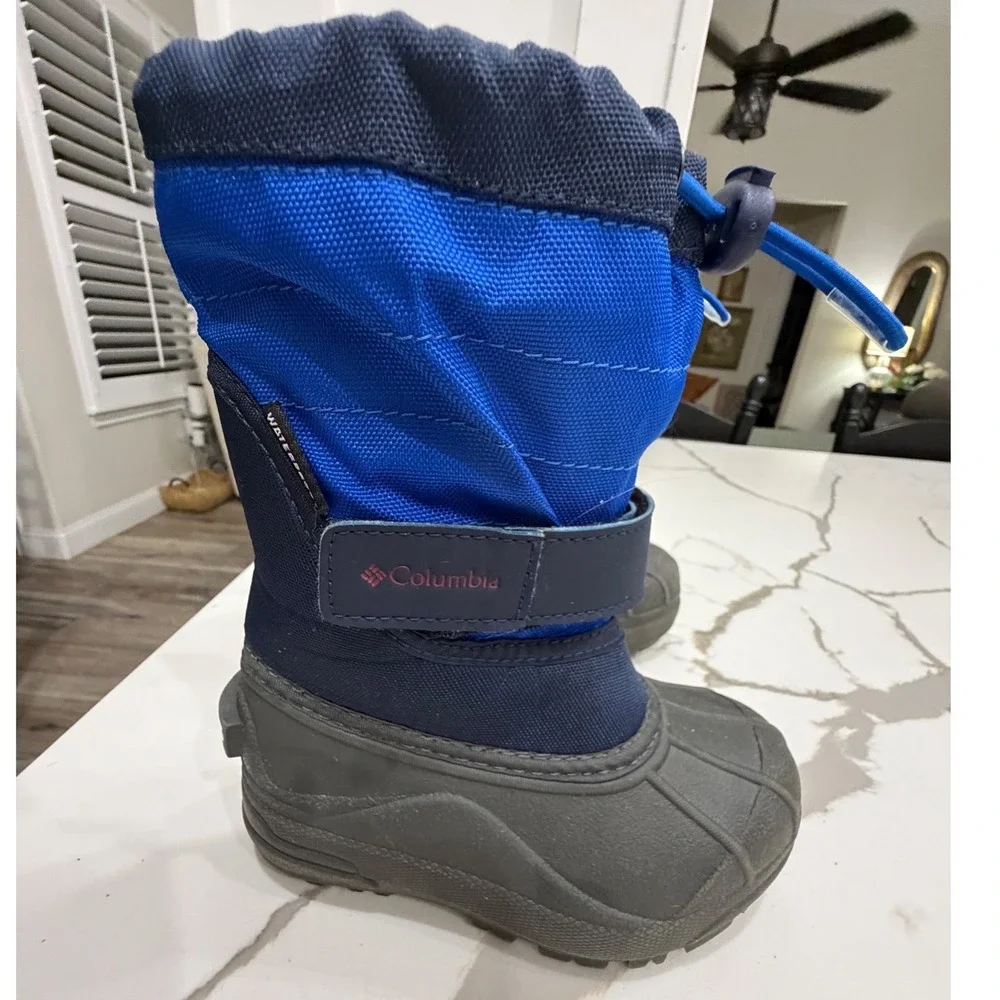 Columbia Kids Powderbug Plus II Waterproof Snow Boots Blue Navy Gorpcore Size 9